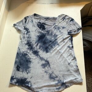 Blue Tie-Dye V-Neck Tee